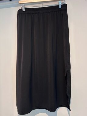 Gap Black Midi Skirt with Side Slit Large